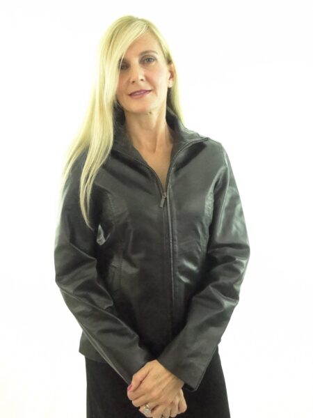 Ladies Short Black Leather Jacket