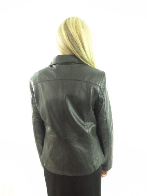 Ladies Short Black Leather Jacket