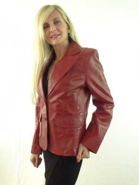 Ladies Red Leather Blazer