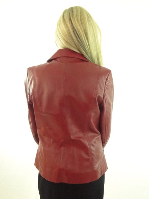 Ladies Red Leather Blazer - Image 2