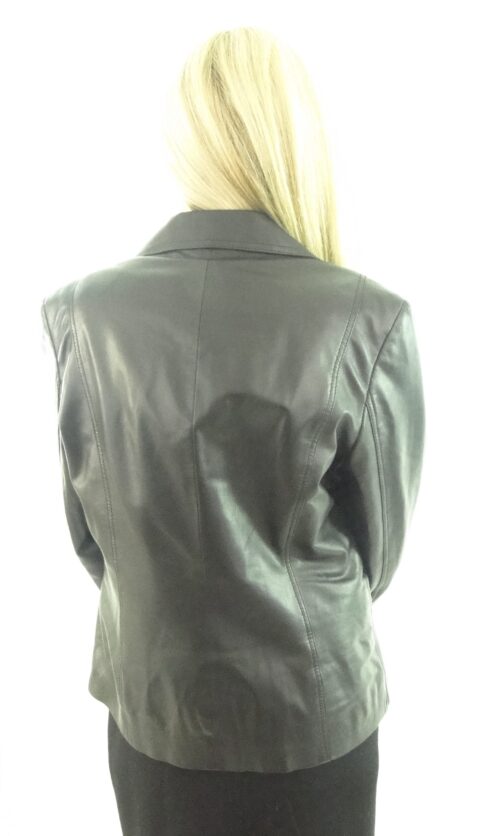 Ladies Black Leather Blazer - Image 3