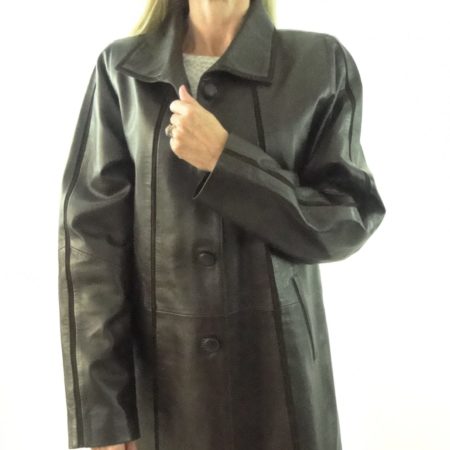 Women's Brown Leather and Suede Coat