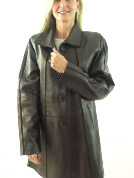 Women's Brown Leather and Suede Coat