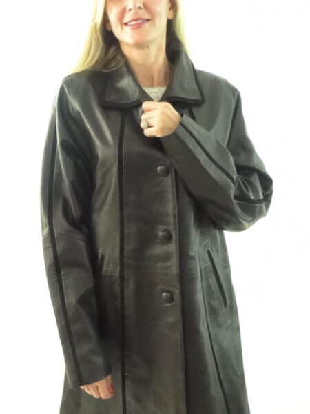 Women's Black Leather and Suede Coat