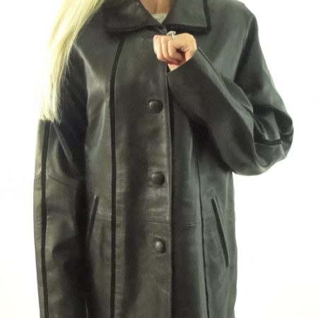 Stylish Ladies Black Leather and Suede Contrast 3/4 length jacket