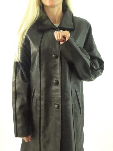 Stylish Ladies Black Leather and Suede Contrast 3/4 length jacket