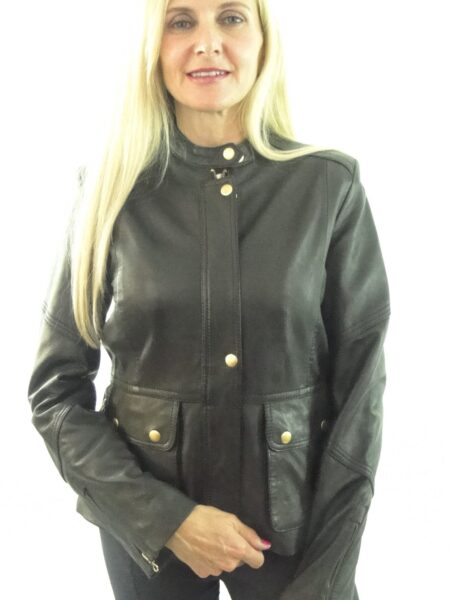 Women's Retro Style Motorcycle style Black Leather Jacket