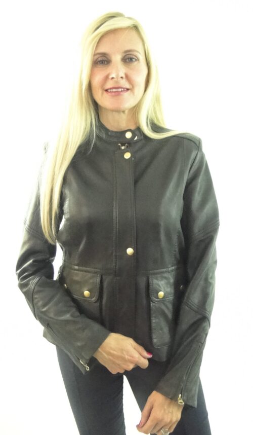 Women's Retro Style Motorcycle style Black Leather Jacket