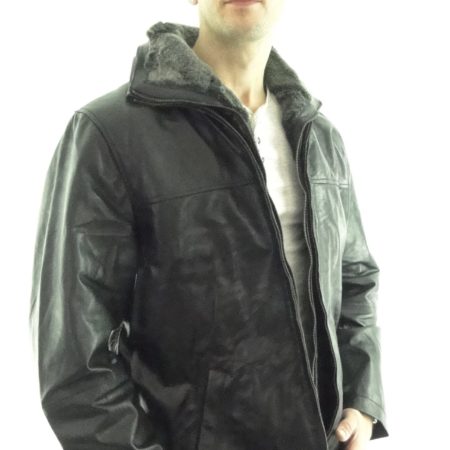 Men's Leather Flight Jacket in Black