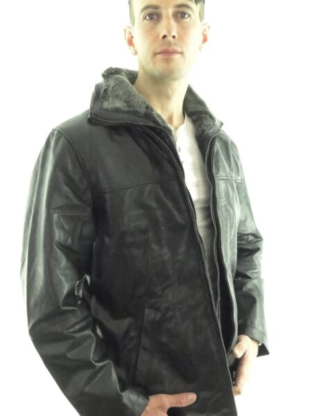 Men's Leather Flight Jacket in Black