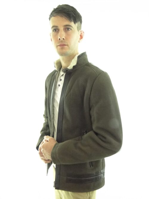 Mens Brown Biker Sheepskin Jacket