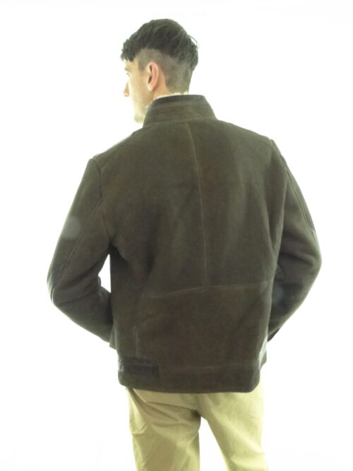 Mens Black Biker Sheepskin Jacket - Image 3