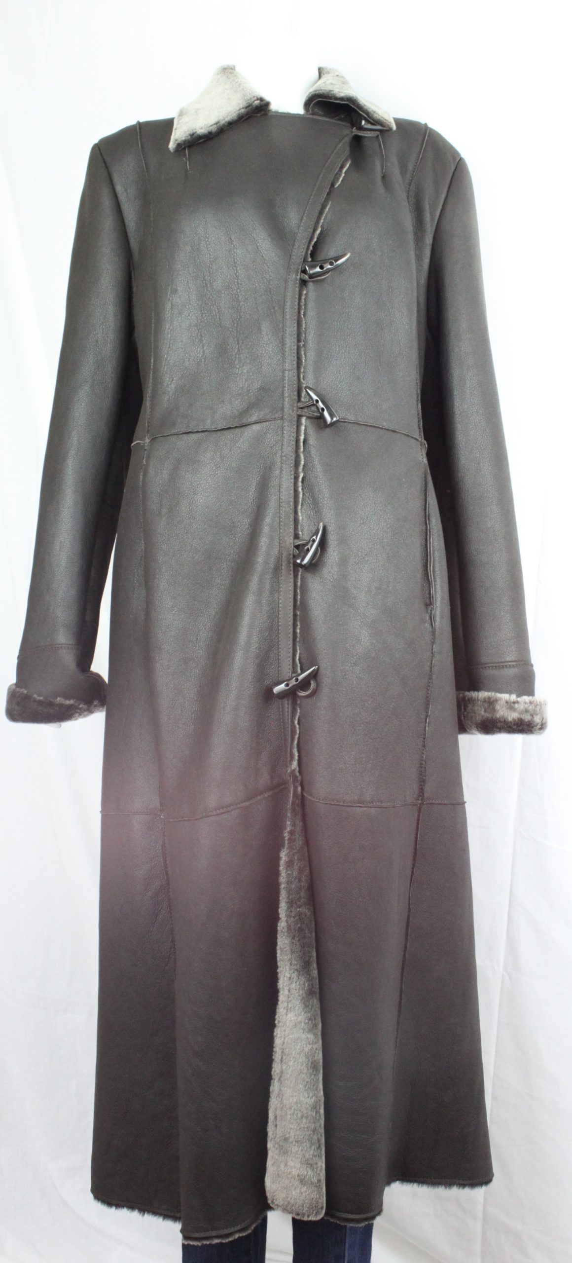 Ladies Long Sheepskin Coat in Black and Brown – Radford Leather ...