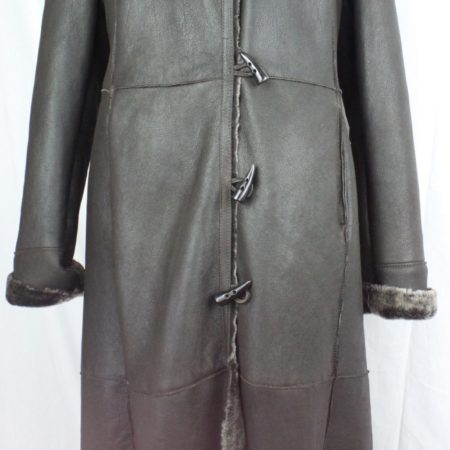 Ladies Long Sheepskin Coat in Black and Brown