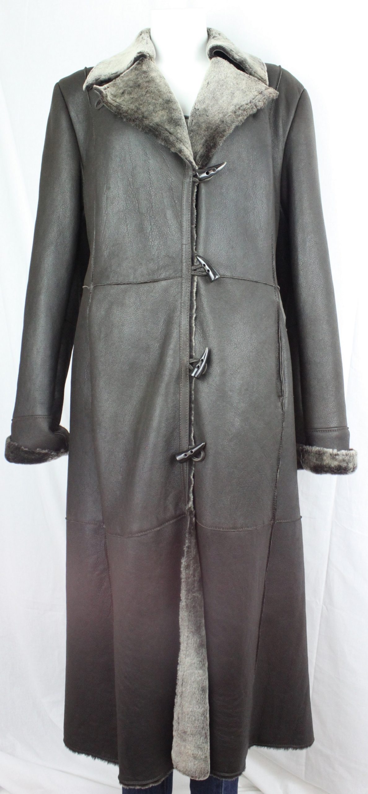 Ladies Long Sheepskin Coat in Black and Brown – Radford Leather ...