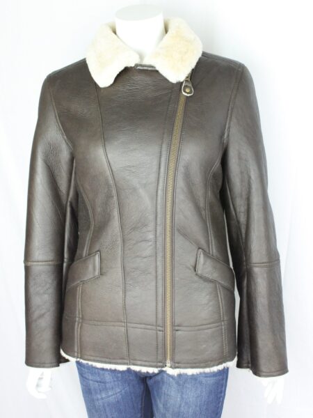 Ladies Brown Aviator Style Sheepskin Jacket