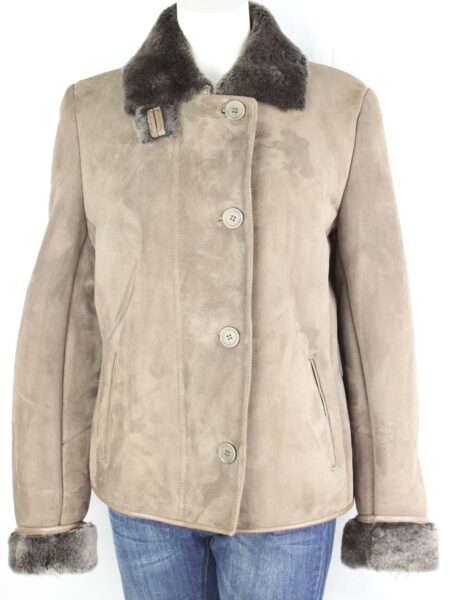 Ladies Button and Zip Sheepskin Coat