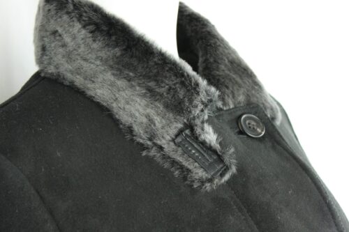 Ladies Button and Zip Sheepskin Coat in Black - Image 5