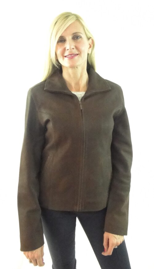 Women's Brown Nubuck Leather Jacket