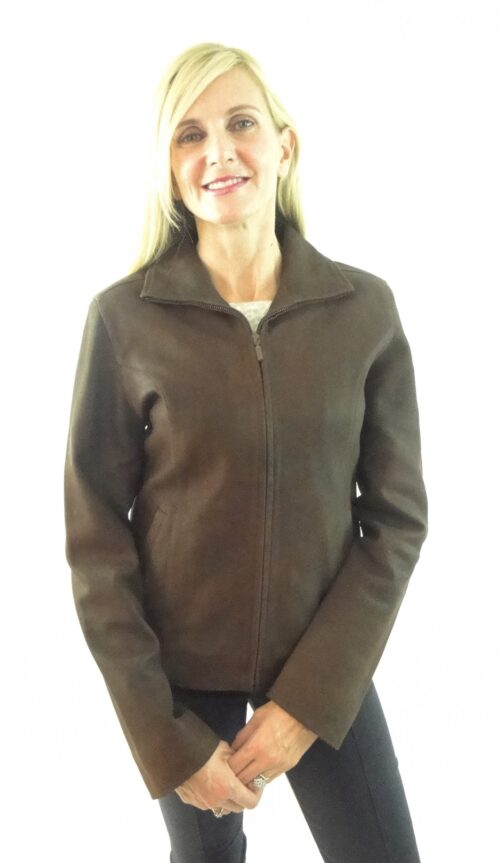 Women's Brown Nubuck Leather Jacket