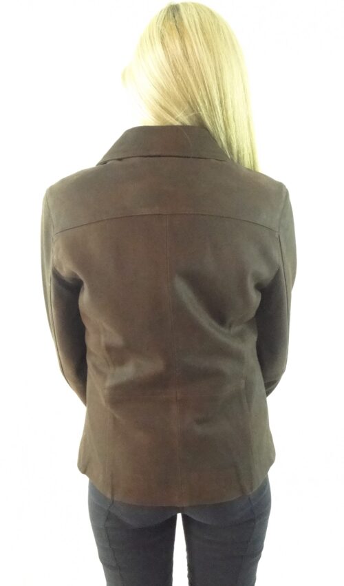 Women's Brown Nubuck Leather Jacket - Image 3