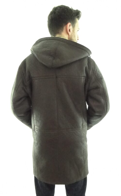 Men's Shearling Sheepskin Duffle Coat - Detachable Hood