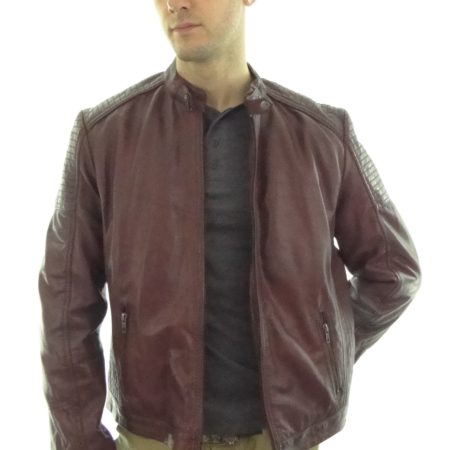 Mens Oxblood Biker Leather Jacket