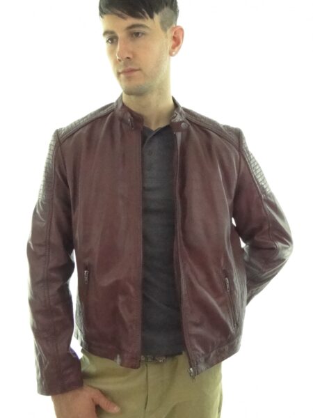 Mens Oxblood Biker Leather Jacket