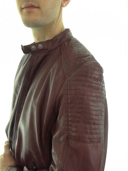 Mens Oxblood Biker Leather Jacket