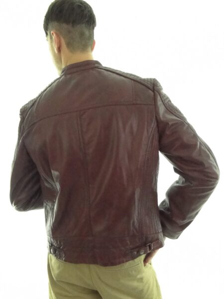 Mens Oxblood Biker Leather Jacket