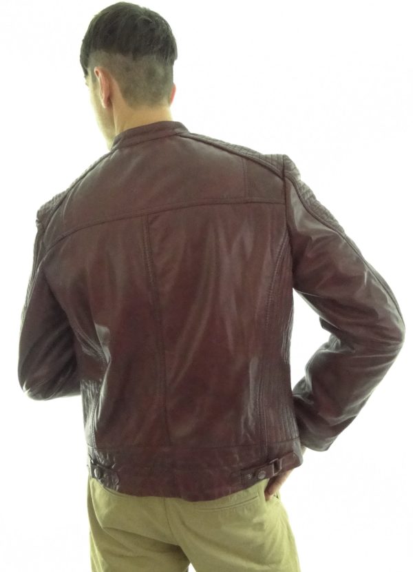 Mens Oxblood Biker Leather Jacket