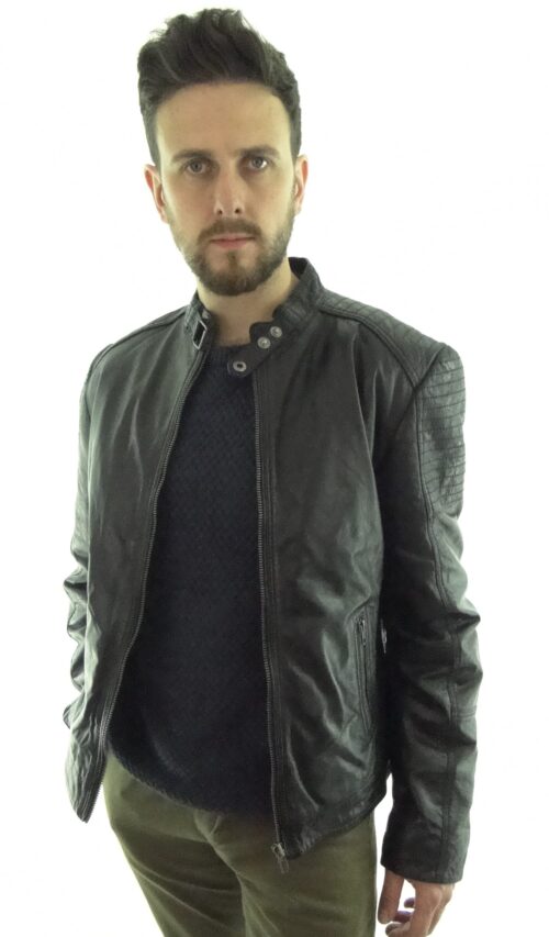 Men's Leather Black Biker Jacket