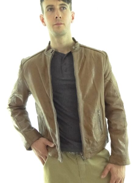 Men's Tan Biker Leather Jacket
