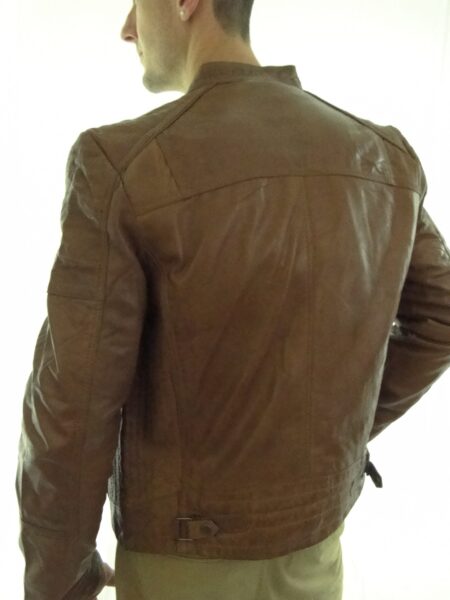 Men's Tan Biker Leather Jacket