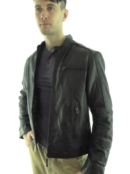 Men's Black Biker Leather Jacket