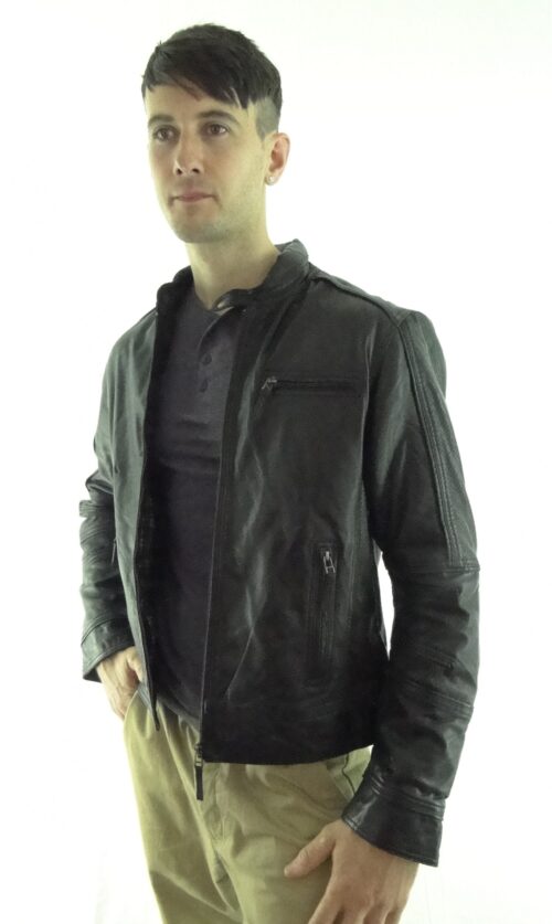 Men's Black Biker Leather Jacket