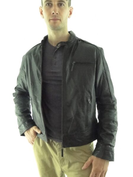 Men's Black Biker Leather Jacket