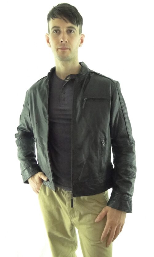 Men's Black Biker Leather Jacket