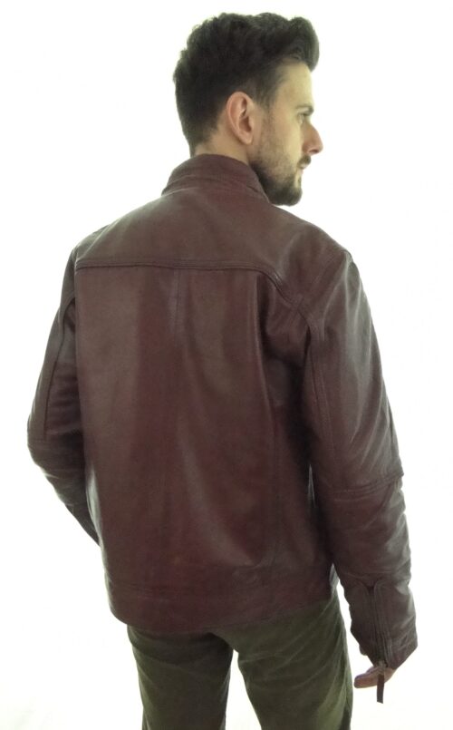 Men's Burgundy Colour Biker Leather Jacket