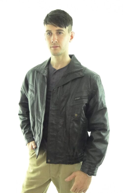 Men's Black Leather Jacket (available in Brown)