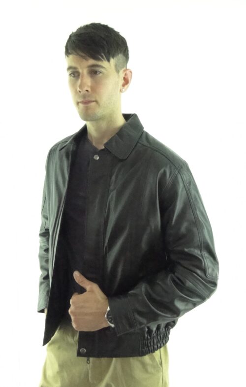 Men's Black Leather Jacket - Image 2