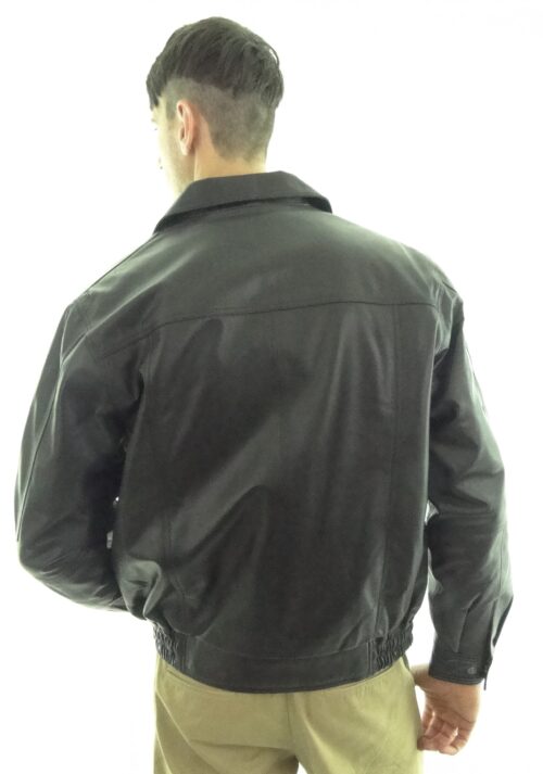 Men's Black Leather Jacket - Image 3