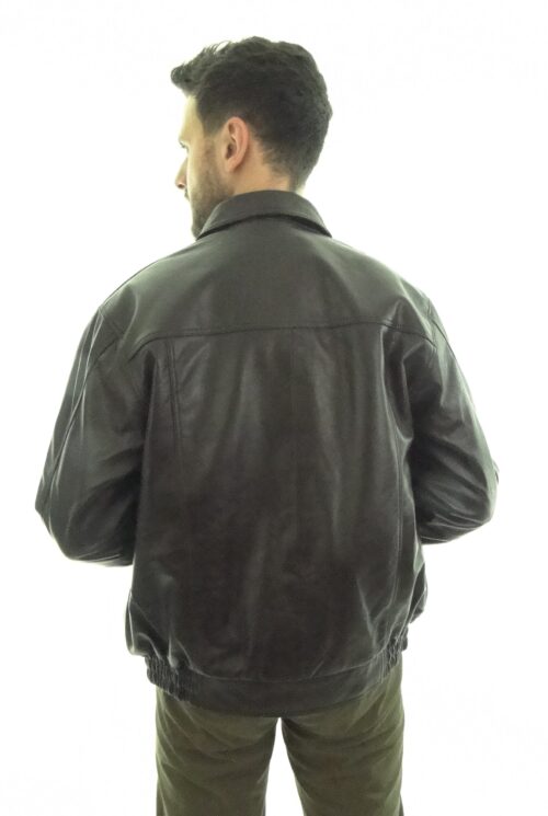 Men's Brown Leather Jacket - Image 3