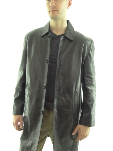 Collared 7/8 Style Brown Leather Coat