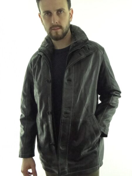 Men's Black Leather Coat