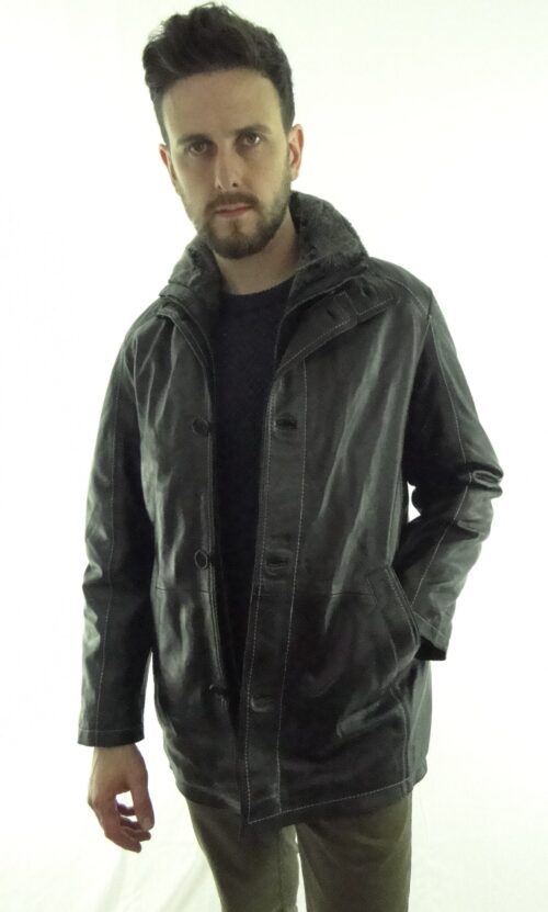 Men's Black Leather Coat