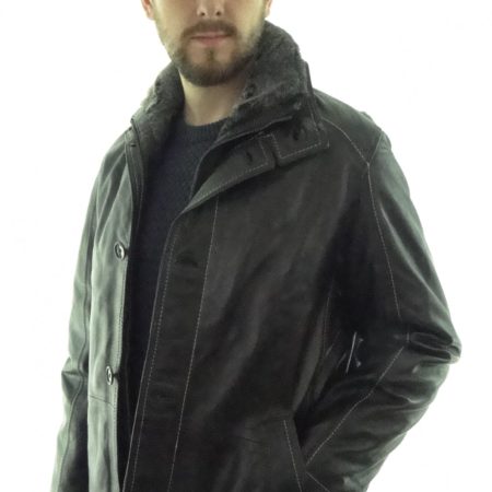 Men's Black Leather Coat