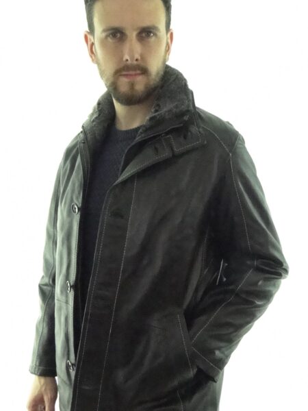 Men's Black Leather Coat