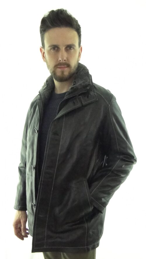 Men's Black Leather Coat