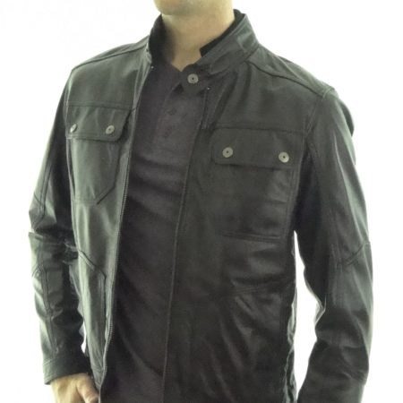 Men's Black Leather Biker Jacket